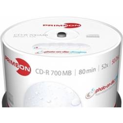 Primeon 2761109 CD-R 80 disc 700 MB 50 stuk(s) Spindel Bedrukbaar, Hoogglans opppervlak, Watervast, Onuitwisbaar