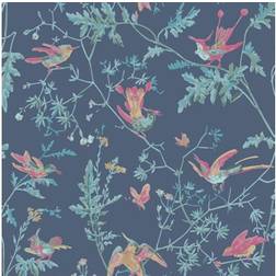 Cole & Son Hummingbirds Wallpaper Archive Anthology Dark Blue multi-colour 100/14068 Roll