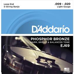 D'Addario Phosphore Bronze EJ69 9-20 light Jeu de cordes pour banjo