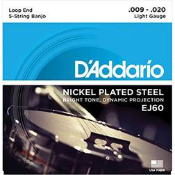 D'Addario EJ60 5-String Banjo Strings, Nickel, Light, 9-20