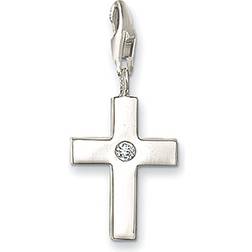 Thomas Sabo Cross Pendant Charm - Silver/Transparent