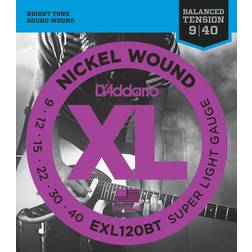 D'Addario Corde Chitarra Elettrica EXL120BT Set Corde per Chitarra Elettrica per Ferita Nichel 6 Corde Super Luce, tensione equilibrata, 09-40 1-Paccetto