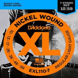 D'Addario Corde Chitarra Elettrica EXL110-7 Set Corde per Chitarra Elettrica per Ferita Nichel 7 Corde Luce Normale, 10-59 1-Paccetto