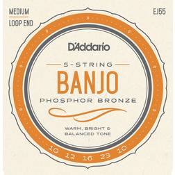 D'Addario EJ55 5-String Banjo Strings, Phosphor Bronze, Medium, 10-23
