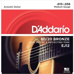 D'Addario Jeu de cordes guitare acoustique EJ12 medium 80/20 Bronze