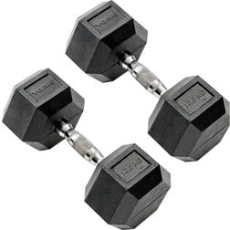 York Fitness Rubber Hex Dumbbells 2x12.5kg