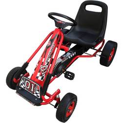 vidaXL Go-kart a pedali per bambini, sedile regolabile, rosso Rosso