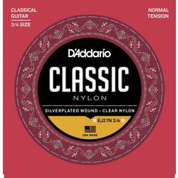 D'Addario EJ27N-3/4 Jeu de cordes guitare classique 3/4 tirant normal