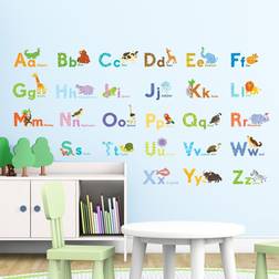 Decowall Watercolour Animal Alphabet Wall Stickers