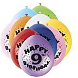 Unique Party 9th Happy Birthday Latex Balloons 10-pack