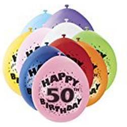 Unique Party "50th Happy Birthday Latex Balloons 10-pack