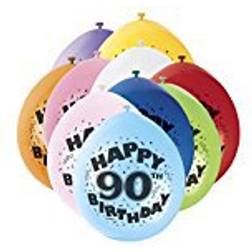 Unique Party 90th Happy Birthday Latex Balloons 10-pack