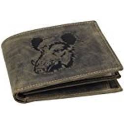 Greenburry Vintage Wildboar Landscape Leather Wallet - Olive