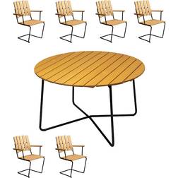 Grythyttan 9A 120cm Table inkl. A2 6 seat Armchair Matgrupp, 1 Bord inkl. 6 Stolar