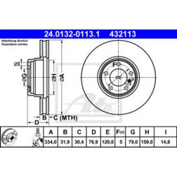 ATE Discos de Freno BMW 7 31,9 mm 5 120,0 mm Ventilado Revestido Altamente Carbonizado BMW: 7