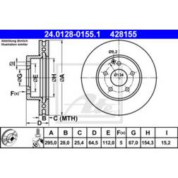 ATE Disque De Frein 24.0128-0155.1 1 Pièce