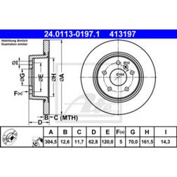 ATE Discos de Freno 24.0113-0197.1 NTC8781 SDB000210 SDB000470