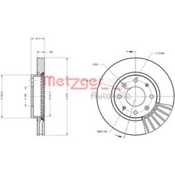 Metzger Discos Eje Delantero 26 mm 4114.3 mm Ventilación Interna Barnizado