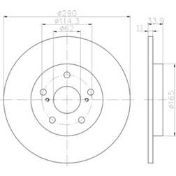 HELLA PAGID 8DD 355 116-121 11 mm 05/07 114,3 mm Macizo