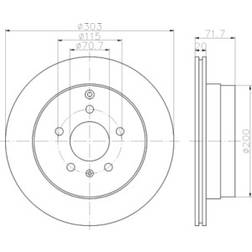 Hella 8DD 355 114-411 Disco De Freno 20mm 05/07 115mm Ventilación Interna