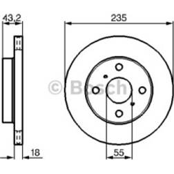 Bosch 0 986 479 B92 Disco de Freno 18mm 4 100mm Ventilado Revestido