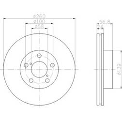 HELLA PAGID 8DD 355 105-321 Disco de Freno 24 mm 05/07 100 mm Ventilación Interna