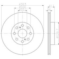 HELLA PAGID Disque De Frein MR2 III Cabriolet 16 mm 04/10 100 mm Ventilé De L'Intérieur MR2 III Cabriolet