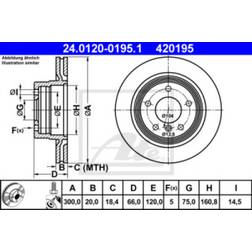 ATE Discos 300-20,0 5-120,0 mm Ventilado Revestido Altamente Carbonizado 24.0120-0195.1