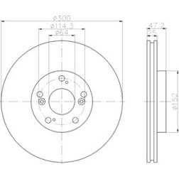 HELLA PAGID 8DD 355 110-301 Dischi 300-25-05/09 114,3 Ventilazione Interna HONDA: CIVIC 7 Hatchback