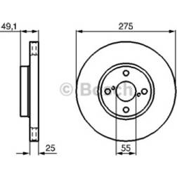 Bosch Disque De Frein 0 986 479 245 Ventilé Huilé 25 mm 4 100 mm