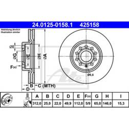 ATE 24.0125-0158.1 Disco De Freno Ventilado Altamente