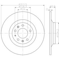 HELLA PAGID 8DD 355 114-501 Disco De Freno 11 mm 05/08 114,3 mm Macizo