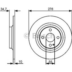 Bosch Disco De Freno MAZDA MX-5 2 10 mm 4 100 mm Macizo Aceitado BD1275