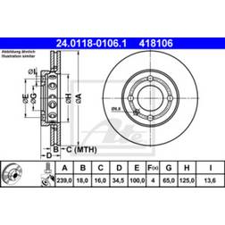 ATE Disque De Frein 24.0118-0106.1 1 Pièce