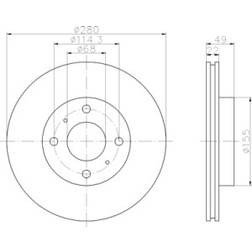 HELLA PAGID 8DD 355 107-991 Disco de Freno 22 mm 114,3 mm Ventilación Interna