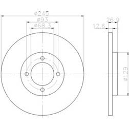 HELLA PAGID 8DD 355 100-021 Dischi Freni 245 12,6 04/04 93 Pieno FORD ESCORT 1, ESCORT 2