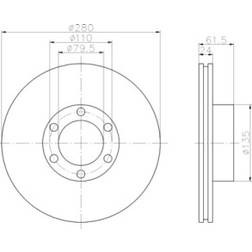 HELLA PAGID 8DD 355 106-611 Dischi 280-24 06/06 110 Ventilazione Interna