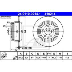 ATE Discos de Freno VOLVO C70 I Coupé 850 Familiar 9.6mm 5 108.0mm Macizo Revestido 24.0110-0214.1