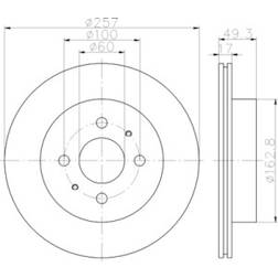 HELLA PAGID 8DD 355 110-971 Disco de Freno 17mm 04/06 100 Ventilación Interna