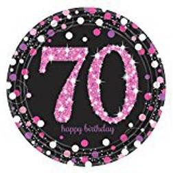 Amscan Sparkling Celebration 70th Prismatic Paper Plates Disposable Dinnerware