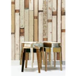 NLXL Scrapwood Coated Wallpaper Beige/White