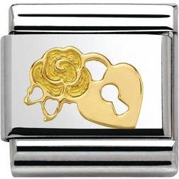 Nomination Composable Classic Link Rose/Padlock Charm - Gold/Silver