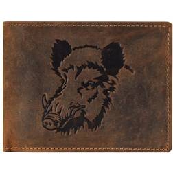 Greenburry Vintage Wildboar Landscape Leather Wallet - Antique Brown