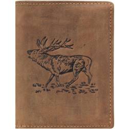 Greenburry Vintage Hunting Stag Portrait Leather Wallet - Antique Brown