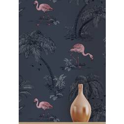 Intrade Papier peint Flamant Bleu pétrole DUTCH WALLCOVERINGS