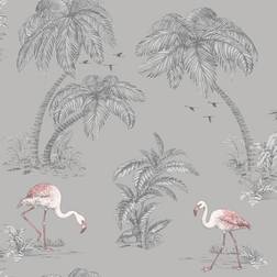 Intrade Lac Flamingo Papier peint gris Holden