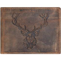 Greenburry Vintage Hunting Deer Landscape Leather Wallet - Antique Brown