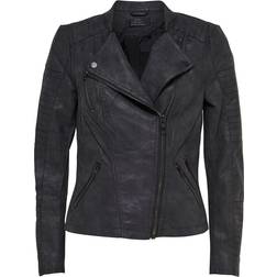 Only Ava Faux Leather Biker - Musta