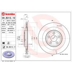 Brembo Coated Disc Line 09.B312.11 20mm 5 Ventilé De L'Intérieur Revêtu À Haute Teneur En Carbone