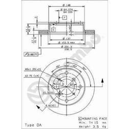 Brembo 09.5857.14 Disque De Frein 231 17 mm 4 Ventilé De L'Intérieur